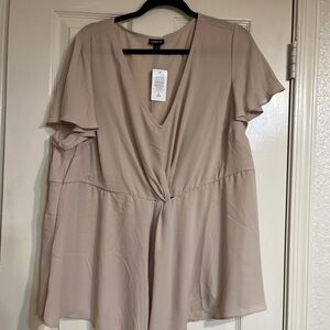 NWT Torrid Soft Beige V-Neck Blouse